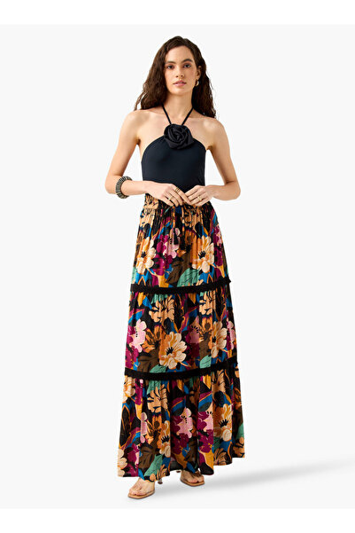 FAV Floral Print Tiered Maxi Skirt with Elasticated Waistband