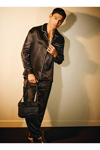 Iconic بنطلون استرخاء مزين بخطوط مع خصر مرن وجيوب