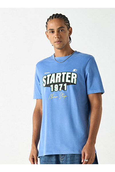 Starter Typographic Print T-shirt with Crew Neck and Short Sleeves
