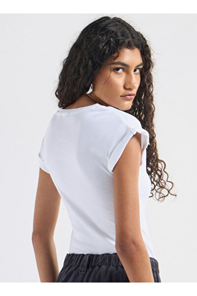 FAV Ribbed Crew Neck Bodysuit With Extended Sleeves