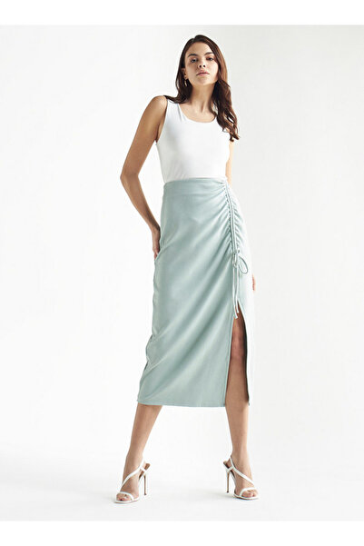 FAV Midi Skirt With Ruched Detail And Slit