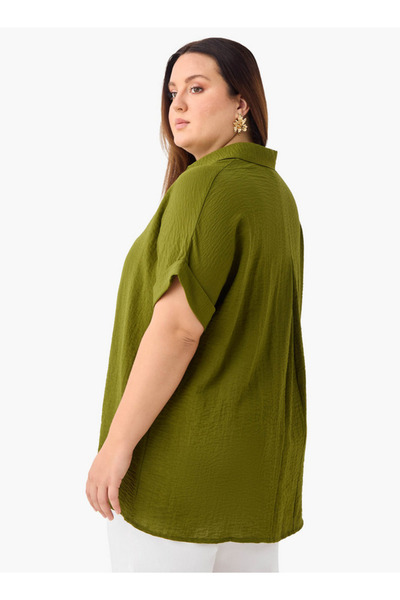 Ulla Popken Plus Size Ulla Popken Pleat Front Top