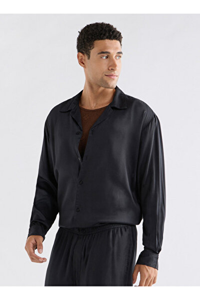 FAV Regular Fit Solid Shirt with Camp Collar and Long Sleeves