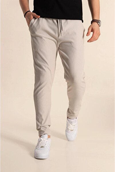ribana Сlim Fit Fitilli Doku Bel Bağlamalı Mevsimlik Erkek Jogger Pantolon -j320