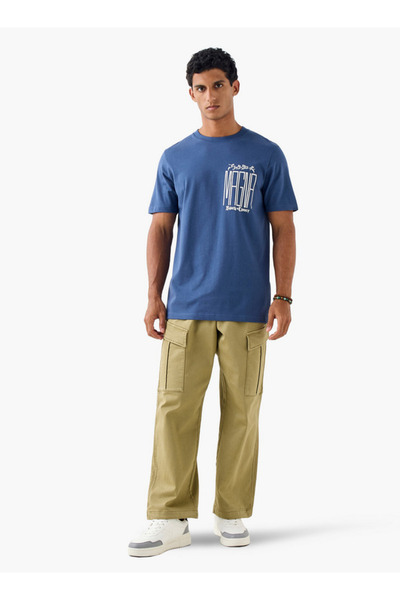 FAV Black Clover Print T-shirt with Crew Neck and Short Sleeves