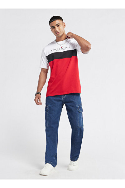 FAV Colourblock T-shirt with Crew Neck and Short Sleeves