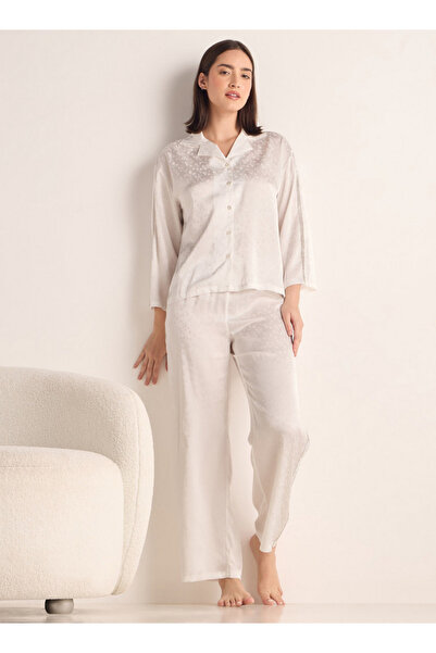 FAV Textured Jacquard Notch Collar Shirt and Pyjama Set