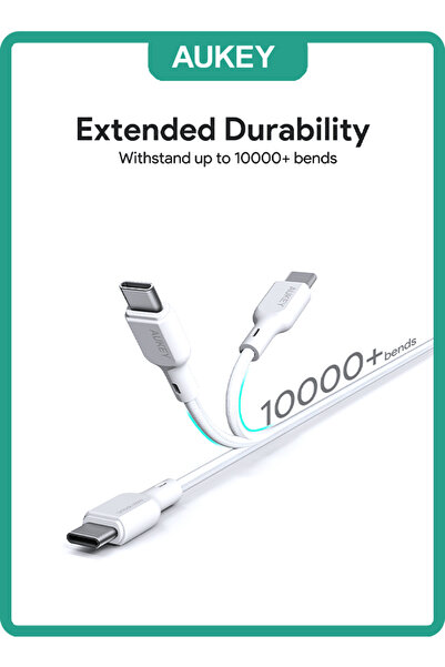 AUKEY Circlit Blink 60W Lite Cable 1m. DTY Braided USB-C to USB-C - CB-DCC063 White