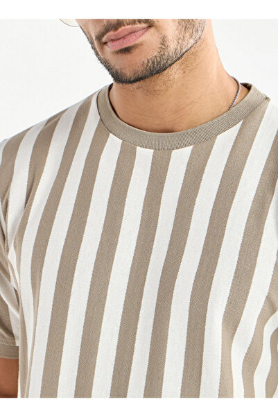 FAV Striped Crew Neck T-shirt with Short Sleeves