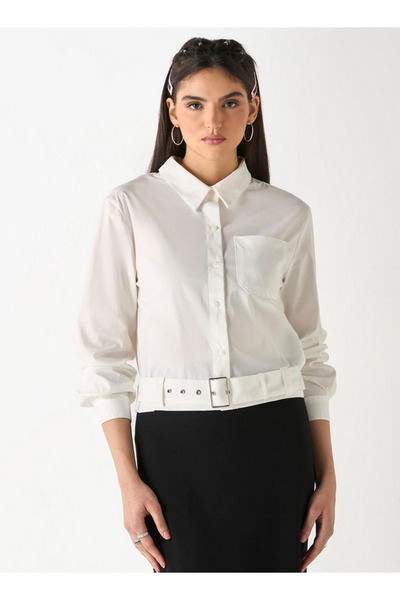 FAV قميص بأكمام طويلة وتفاصيل حزام