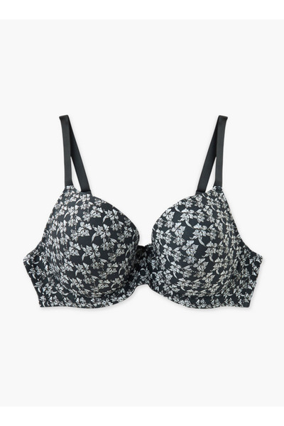 FAV Floral Print Wired Demi Bra with Hook and Eye Closure