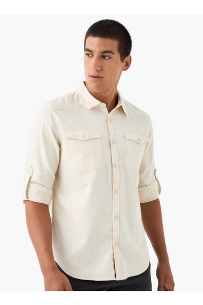 FAV قميص جينز بقصّة عادية مع جيوب أمامية