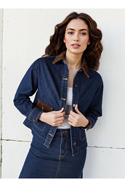 Lee Cooper سترة جينز بياقة مخملية