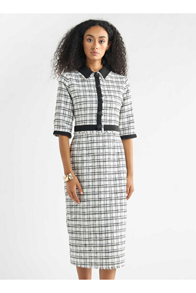 FAV Checked Shift Dress With Slit