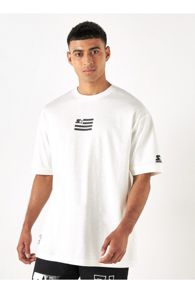 Starter Typographic Print T-shirt with Crew Neck and Short Sleeves