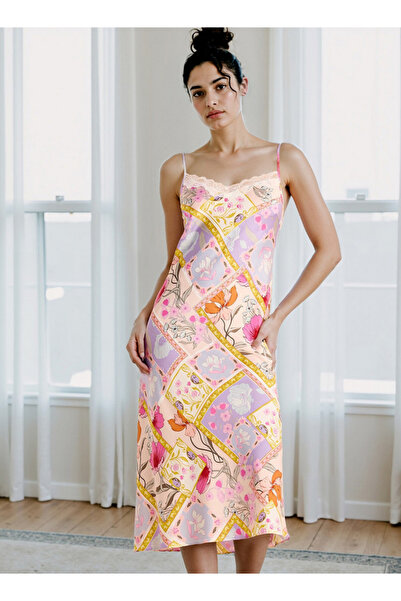 FAV Floral Print Satin Slip Dress with Adjustable Straps