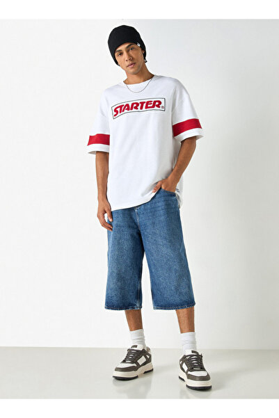 Starter Embossed T-shirt with Short Sleeves and Crew Neck