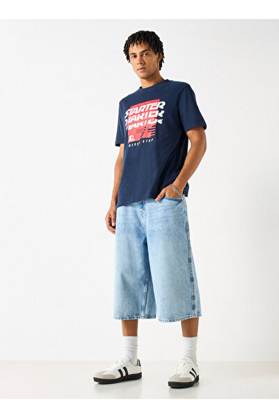 Starter Logo Print Crew Neck T-shirt with Short Sleeves