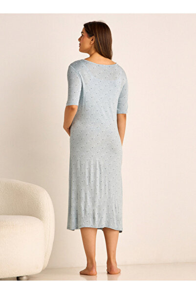 FAV Printed Maternity Night Dress with Round Neck and Short Sleeves