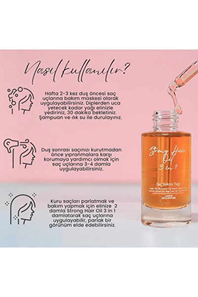 AMOUR DE LA NATURE Strong-Hair 3 in 1 Saç Bakım Yağı 30 ml