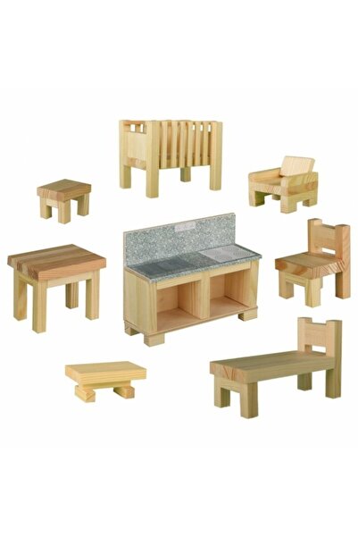 Walachia Set de construit Obiecte de mobilier, 128 piese din lemn