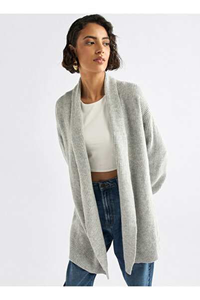 FAV Textured Open Front Cardigan with Long Sleeves