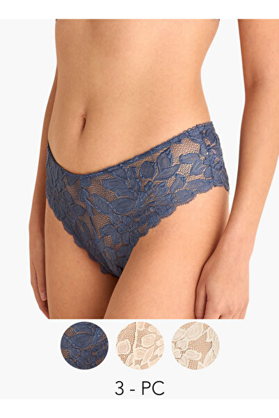 FAV مجموعة من 3 سراويل داخلية بتفاصيل دانتيل