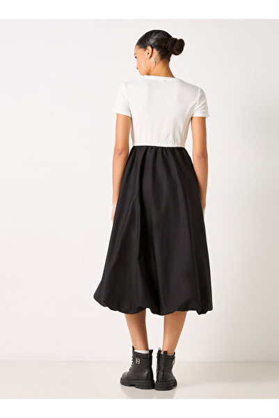 FAV Colourblock A-line dress with Round Neck