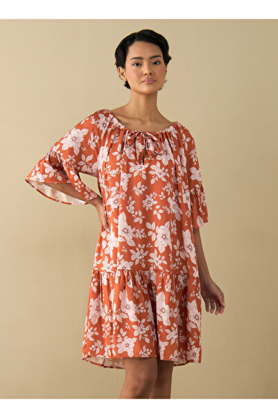 FAV قميص نوم بطبعة زهور كاملة بأكمام طويلة