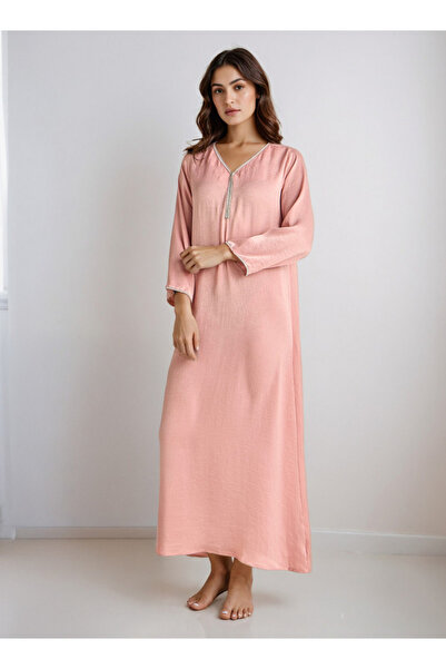 FAV قميص نوم ماكسي طويل مع رقبة على شكل حرف V