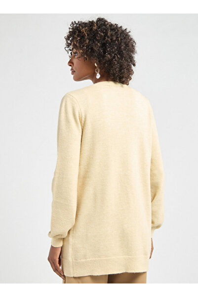 FAV Embellished Open Front Cardigan With Long Sleeves And Pockets