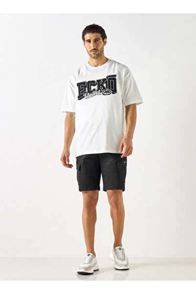 ECKO Unltd Solid Relaxed Fit Cargo Shorts with Button Closure