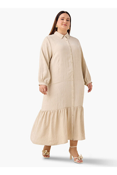 Ulla Popken Plus Size Ulla Popken Tiered Jacquard Maxi Dress