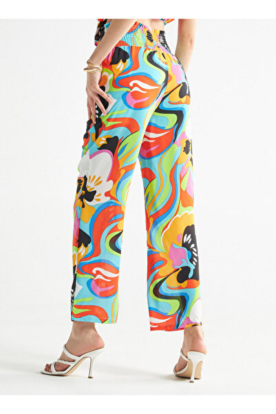 FAV All-over Print Pants With Shirred Waistband And Pockets