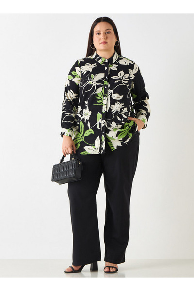 Ulla Popken Plus Size Regular Fit Pants With Semi-elasticated Waist