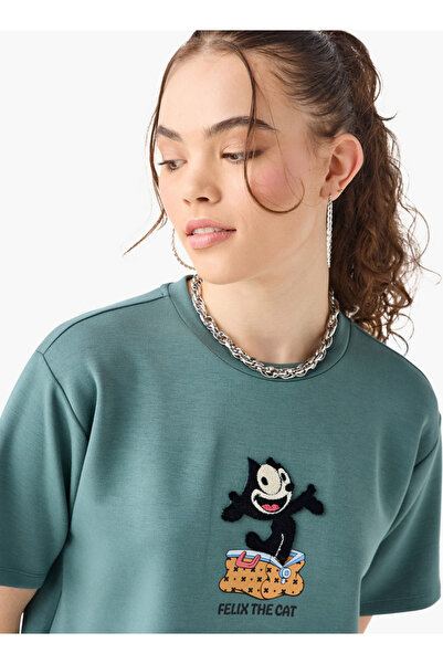 SP Characters Felix the Cat Print T-shirt with Short Sleeves and Crew Neck