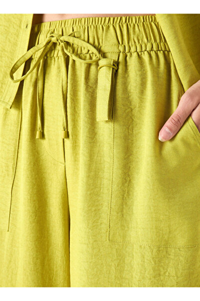 FAV Textured Wide Leg Pants with Drawstring Closure and Pockets