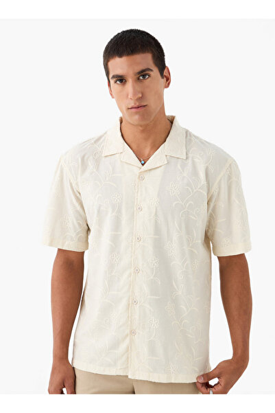 Iconic قميص بياقة معسكر مطرز بالكامل