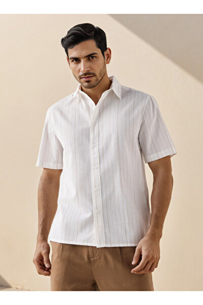 FAV Regular Fit Pinstriped Seersucker Shirt