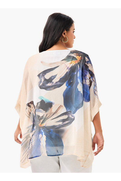 Ulla Popken Plus Size Ulla Popken Floral Print Top with Extended Sleeves