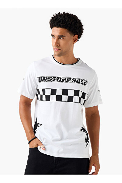 FAV Men Regular Fit Crew Neck Short Sleeves Racing Print T-shirt