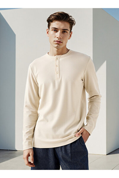 Lee Cooper تي شيرت برقبة هنلي مضلعة