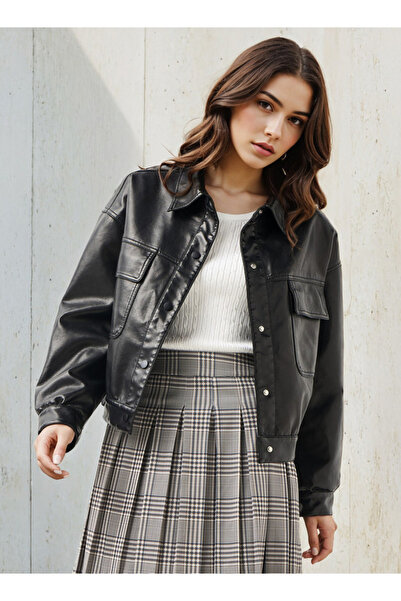 Lee Cooper PU Trucker Jacket with Flap Pockets