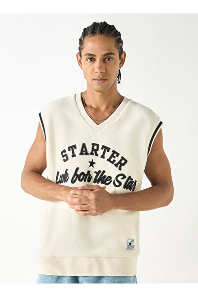 Starter Slogan Applique V-neck Sleeveless T-shirt