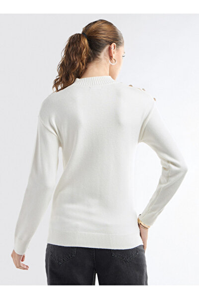FAV Textured Crew Neck Sweater With Front Pocket