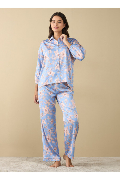 FAV طقم قميص مطبوع بأكمام طويلة وبيجامة