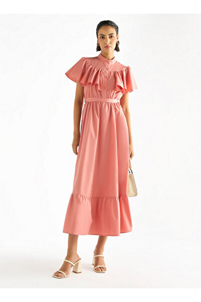 FAV Maxi Dress With Ruffle Detail And Tie-up Belt