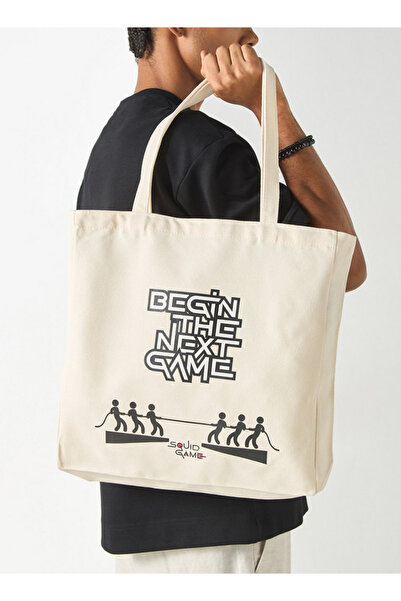 SP Characters Typographic Print Shopper Bag with Double Handle