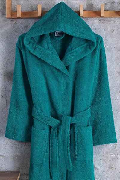 Zeynep Tekstil Cotton Hooded Young Bathrobe Unisex Waiter Boy Bathrobe