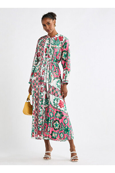 FAV All-over Print Maxi Shirt Dress With Long Sleeves